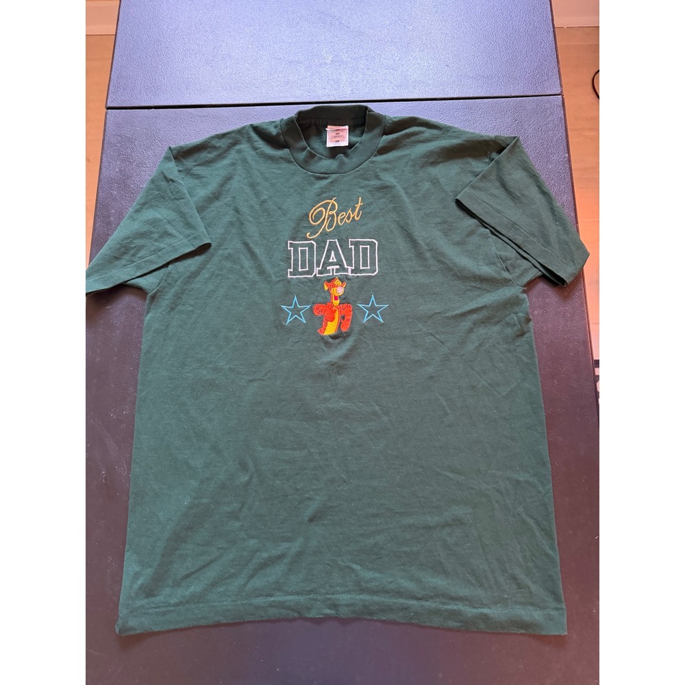 Vintage Fruit of the Loom Best Dad Tigger T-Shirt XL Green Disney Made in USA